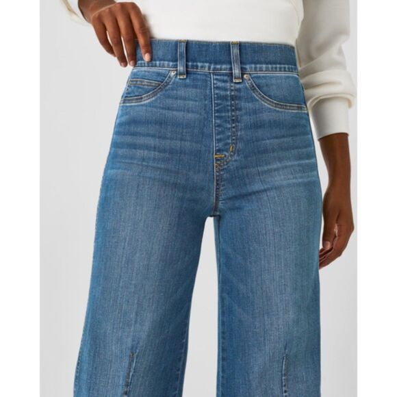 SPANXshape™ EveryWear Seamed-Front Wide Leg Jeans - Blue M - Picture 4 of 13
